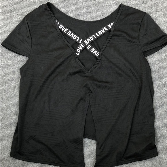 Women's Short Sleeve Top with Split Back and 'LOVE' Back Straps Sz XL (T5) - Picture 6 of 8